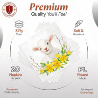 Easter Napkins Paper Disposable Decorative Decoupage Lamb With Wreath 13 in - image 3