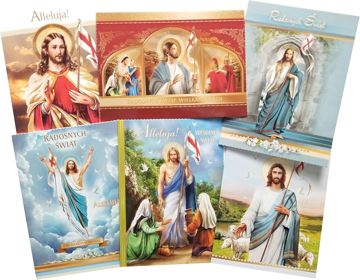 Polish Easter Greeting Cards with Glitter (Religious)
