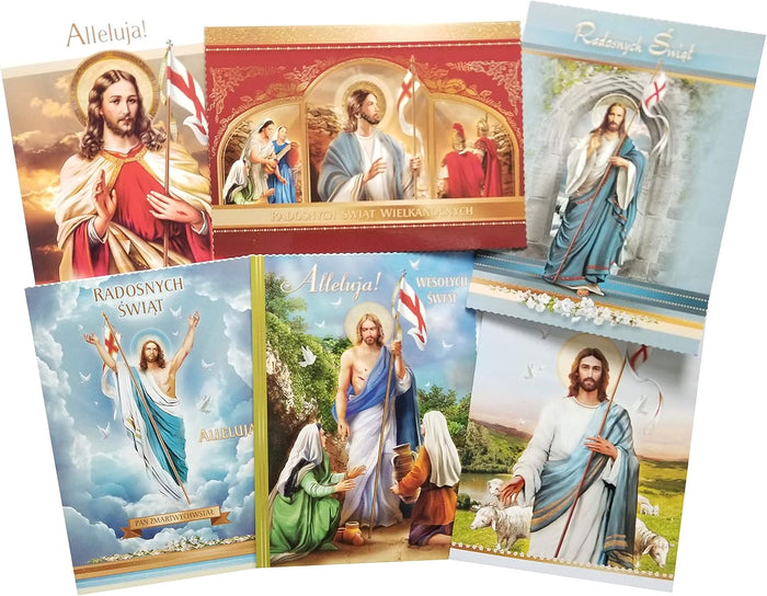 Polish Easter Greeting Cards with Glitter (Religious)
