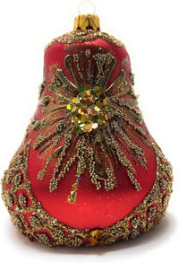Hand Blown Glass Christmas Bells Ornaments, Fire Star 4 in - image 3