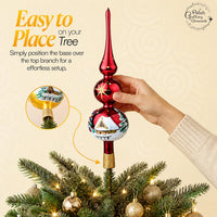 Finial Glass Christmas Vintage Tree Topper, Burgundy Snowflake 12 in - image 5