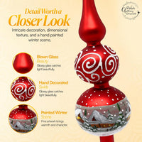 Finial Glass Christmas Vintage Tree Topper, Red Swirl 12 in - image 4