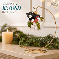 Cat Glass Christmas Ornaments Balls Hand Blown in a Basket 4 in - image 6