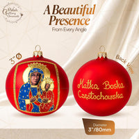 Polish Hand Blown Glass Christmas Ornaments Ball, Black Madonna Red 5 in - image 2