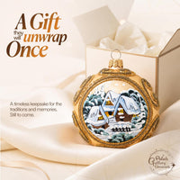 Hand Blown Glass Ball Christmas Ornament, 5 in, Winter Charm Cottages - image 2