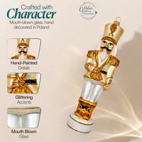Nutcracker Glass Christmas Ornaments Balls Hand Blown Gold 7.25 in - image 4