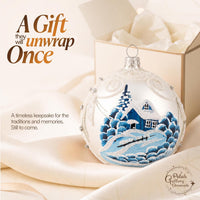 Hand Blown Glass Ball Christmas Ornament, 5 in, Frozen Winter Silver - image 2