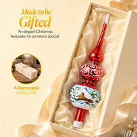 Finial Glass Christmas Vintage Tree Topper, Burgundy Swirl 12 in - image 7