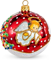 Hand Blown Glass Christmas Ornaments Ball, Angel & House Burgundy 3 in