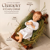 Baby Jesus Figurines Manger Nativity Scene Set Indoor Wooden Crib 5 in - image 3