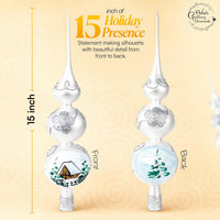 Finial Glass Christmas Vintage Tree Topper, Silver Wave 15 in - image 2