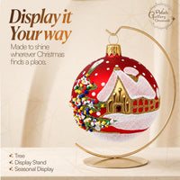 Set of 6 Red Matte Glass Decorative Balls Christmas Ornament Glass Art 3 in - image 5