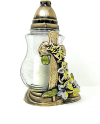 AM Décor Christian Cross Cemetery Memorial Candle | Gravesite Remembrance Decoration | Gla - image 4
