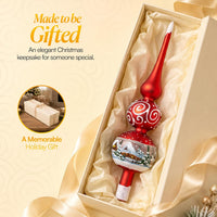 Finial Glass Christmas Vintage Tree Topper, Red Swirl 12 in - image 7