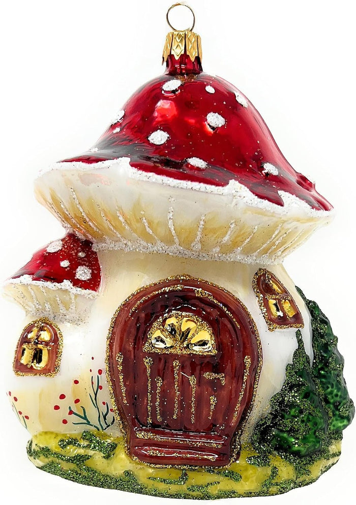 Mushroom Glass Christmas Ornaments Balls Hand Blown House 4.75 in