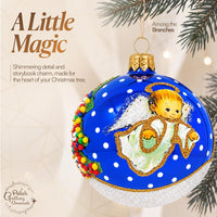 Polish Hand Blown Glass Christmas Ornaments Ball Angel House Navy Gloss - image 5
