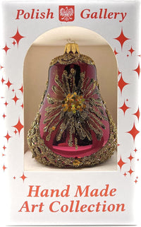 Hand Blown Glass Christmas Bells Ornaments, Wine Red 4 in - image 5
