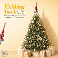 Finial Glass Christmas Vintage Tree Topper, Burgundy Snowflake 12 in - image 6