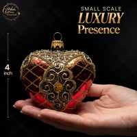 Hand Blown Glass Christmas Heart Ornaments, Palace Red 4 in - image 2
