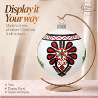 Hand Blown Glass Christmas Ornaments Ball, Goralen Folk White Glossy 5 in - image 5