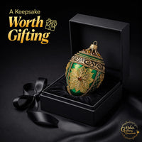 Faberge Egg Hand Blown Glass Christmas Ornaments Balls Green Gloss 5 in - image 3