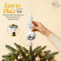 Finial Glass Christmas Vintage Tree Topper, Silver Wave 15 in - image 4