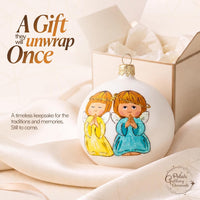 Hand Blown Glass Christmas Ornaments Ball, Praying Angel White 3 in - image 7