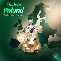 Mini Glass Christmas Ornaments Ball Hand Blown, White Groundhog 2 in - image 3