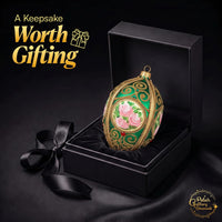 Faberge Egg Hand Blown Glass Christmas Ornaments Balls Green Matte 5 in - image 2