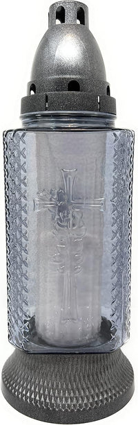 AM Décor Christian Cross Cemetery Memorial Candle | Gravesite Remembrance Decoration | Gla - image 3