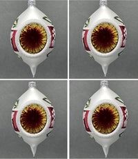 Christmas Ornament, Blown Glass 5-inch Long (Set of 4, White Matt)
