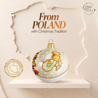 Christmas Ornament, Angel with House and Holiday Tree, Blown Glass Ball 3-inch (Vanilla Go - image 7