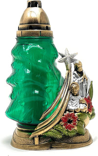 Joseph, Mary and Baby Jesus Cemetery Memorial Candle | Gravesite Remembrance Decor | Glass - image 2