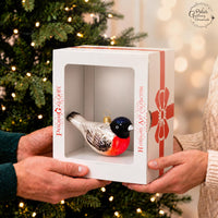 Bullfinch Glass Christmas Ornaments Balls Hand Blown Clip On Bird 4 in - image 2