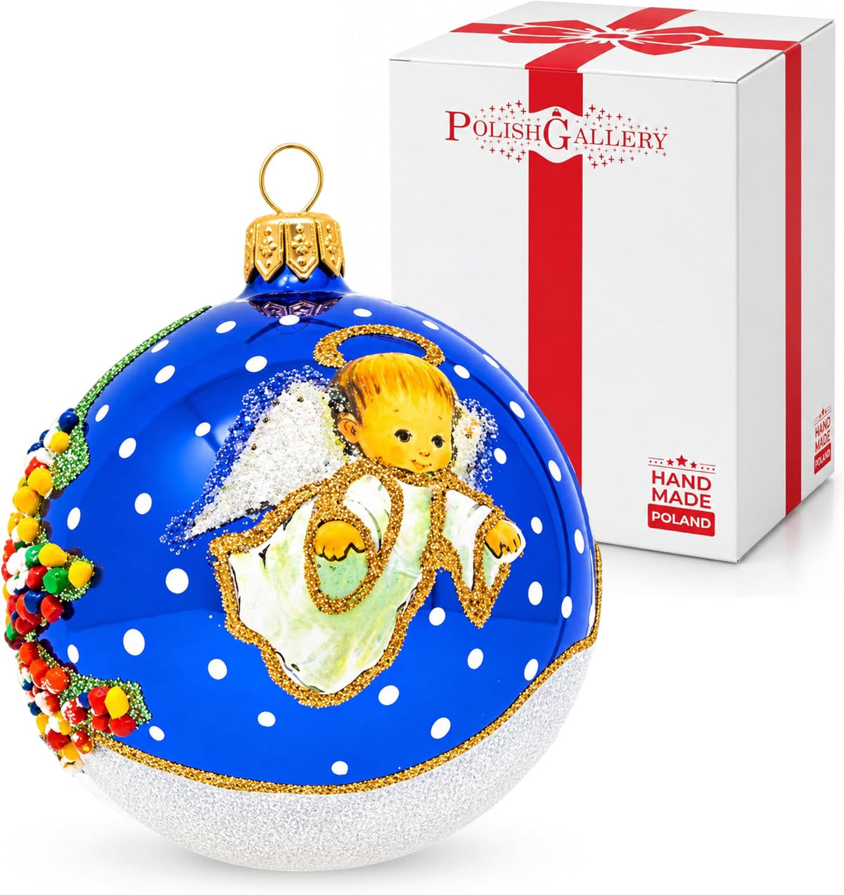 Polish Hand Blown Glass Christmas Ornaments Ball Angel House Navy Gloss