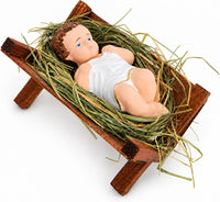 Baby Jesus Figurines Manger Nativity Scene Set Indoor, Natural Hay 4 in