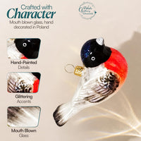 Bullfinch Glass Christmas Ornaments Balls Hand Blown Clip On Bird 4 in - image 4