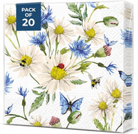 Floral Napkins Paper Disposable Decorative Decoupage Ladybird in Daisies