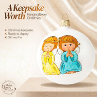 Hand Blown Glass Christmas Ornaments Ball, Praying Angel White 3 in - image 8