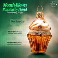 Mini Glass Christmas Ornaments Ball Hand Blown, Cream Cupcake 2 in - image 3