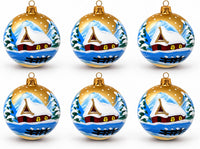 Set of 6 Gold Matte Glass Orbs Decorative Balls Christmas Ornament 3 in