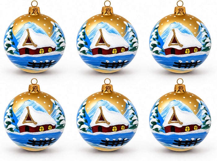 Set of 6 Gold Matte Glass Orbs Decorative Balls Christmas Ornament 3 in