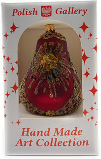 Hand Blown Glass Christmas Bells Ornaments, Red Star Matte 4 in - image 4