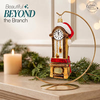 Santa Glass Christmas Ornaments Balls Hand Blown Grandfather Clock 6.25 in - image 6