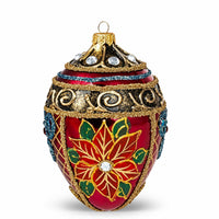 Faberge Egg Hand Blown Glass Christmas Ornaments Balls, Polish 5 in