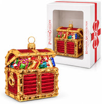 Chest Glass Christmas Ornaments Balls Hand Blown Treasure 3.75 in