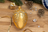 Faberge Egg Hand Blown Glass Christmas Ornaments Balls Gold 5 in - image 2