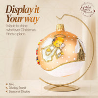 Polish Hand Blown Glass Christmas Ornaments Ball Angel House Gold Matte - image 4