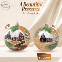 Polish Hand Blown Glass Christmas Ornaments Ball, Countryside Golden 5 in - image 2