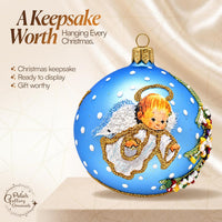 Hand Blown Glass Christmas Ornaments Ball, Baby's 1st Christmas Blue 3 in - image 8